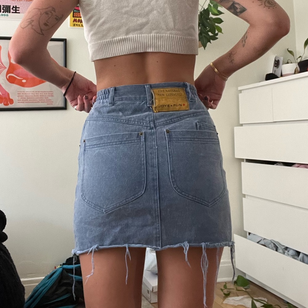 60s vintage denim high waisted mini skirt that I cut myself